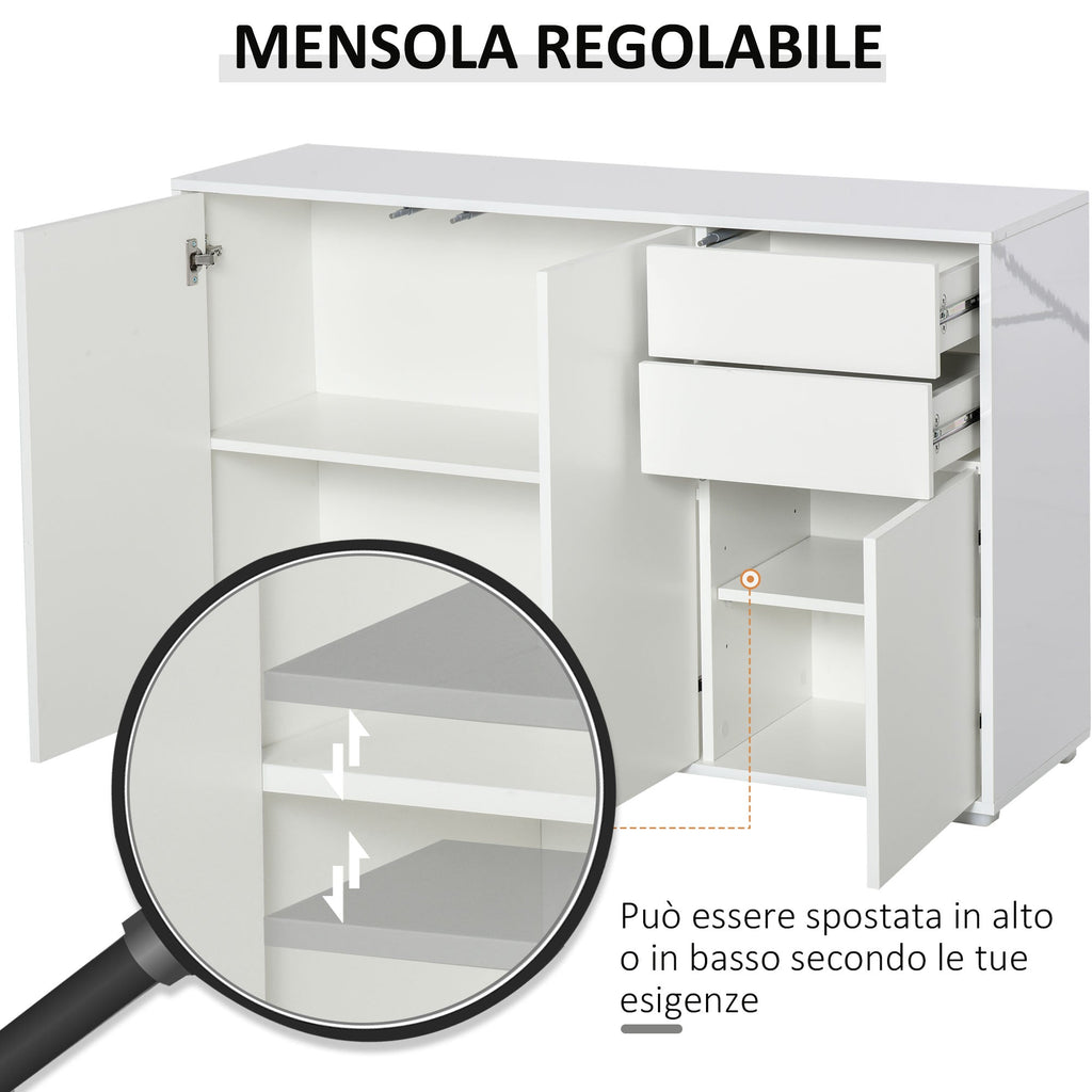 Multiuse cabinet 2 drawers and 2 pressure cabinets, white, white - Borgè