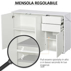 Multiuse cabinet 2 drawers and 2 pressure cabinets, white, white - Borgè