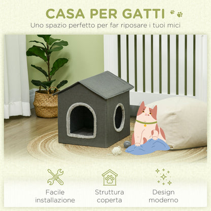 PAWHUT Cats for cats with washable cushions 2 entrances, 39x43.5x40.5cm Grey - Borgè