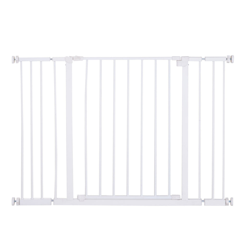 Extendable Safety Dog Gate 76-107cm Pressure Fit, Metal & Plastic, White - Borge' Group Limited