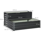 2-Tier Raised Garden Bed in Steel with Open Bottom, 120x101x58cm, Dark Grey - Borge' Group Limited