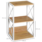 Cabinet shelf bookcase 3 shelves with white steel structure and wooden shelves 44x35x72.5cm - Borgè