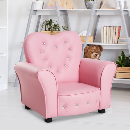 armroncin for padded children, bedroom armchair with pvc coating and wooden structure, 59x41.5x49cm, pink - Borgè