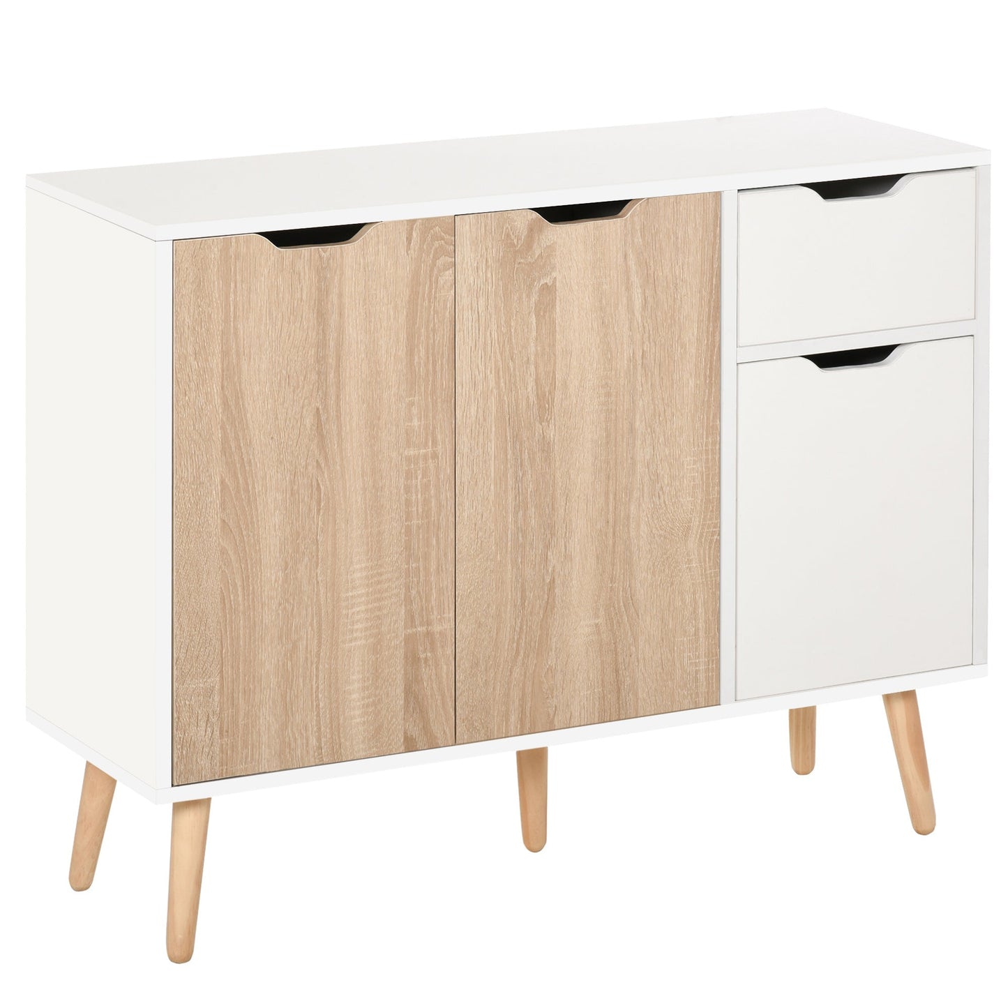 Multiuse Wooden Mobile with Nordic style drawer and lockers, 90x30x72cm - Borgè