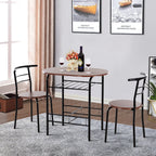 Dining Set 3 pieces table with 2 wood and black brown chairs - Borgè