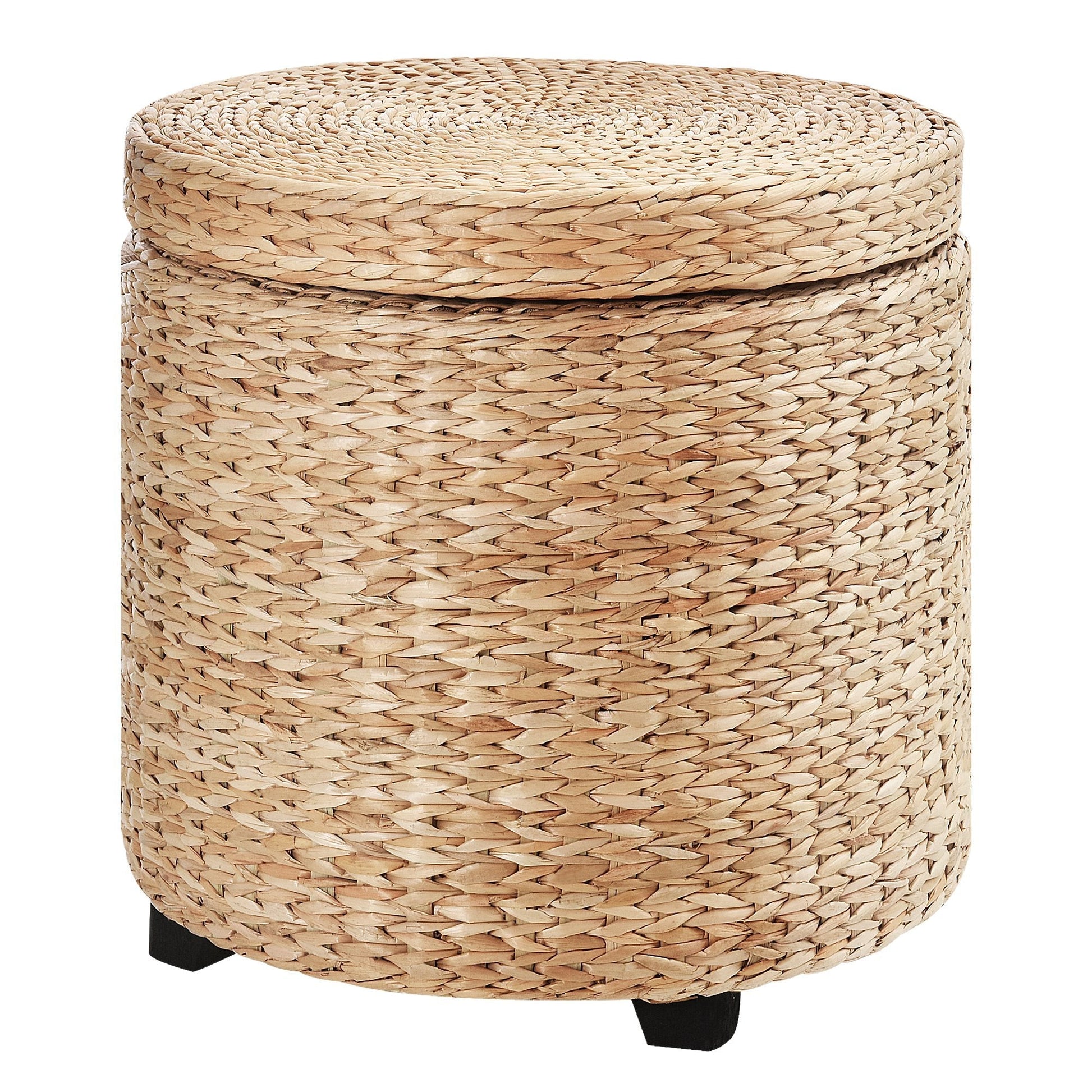 Pouf Round container with Rattan Lipironia coating stool footrest ф43x43cm - khaki - Borgè