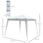Pop up Foldable Garden Gazebo 2.4x2.4m with Steel Structure and Windproof Ropes, White - Borge' Group Limited