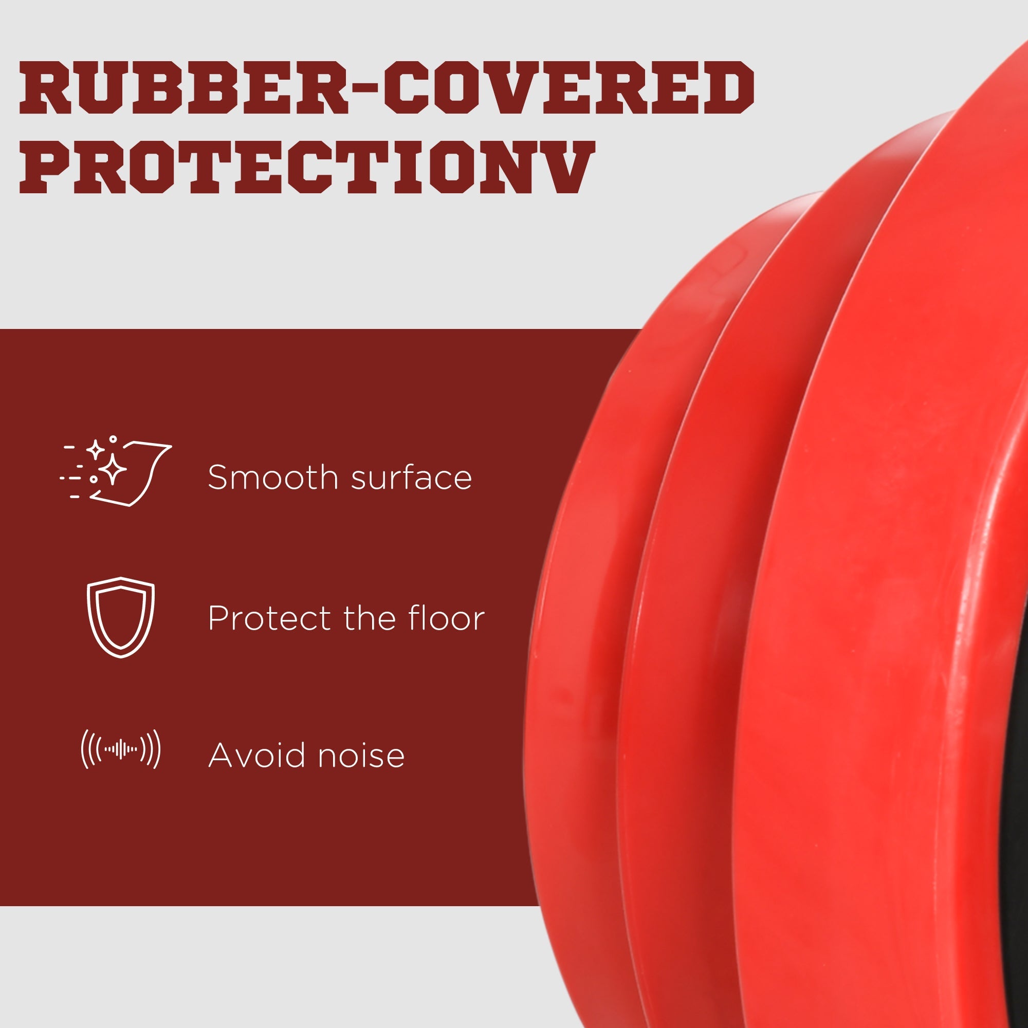 40kg Rubber Coated Metal and Iron Sand Dumbbell Set, 45x26x26cm, Red - Borge' Group Limited