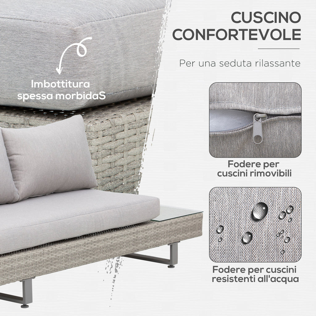 Outdoor Garden Set, Garden Lounge, Outdoor Sofa Set with Garden Table, Grey Rattan Garden Furniture - Borge' Group Limited