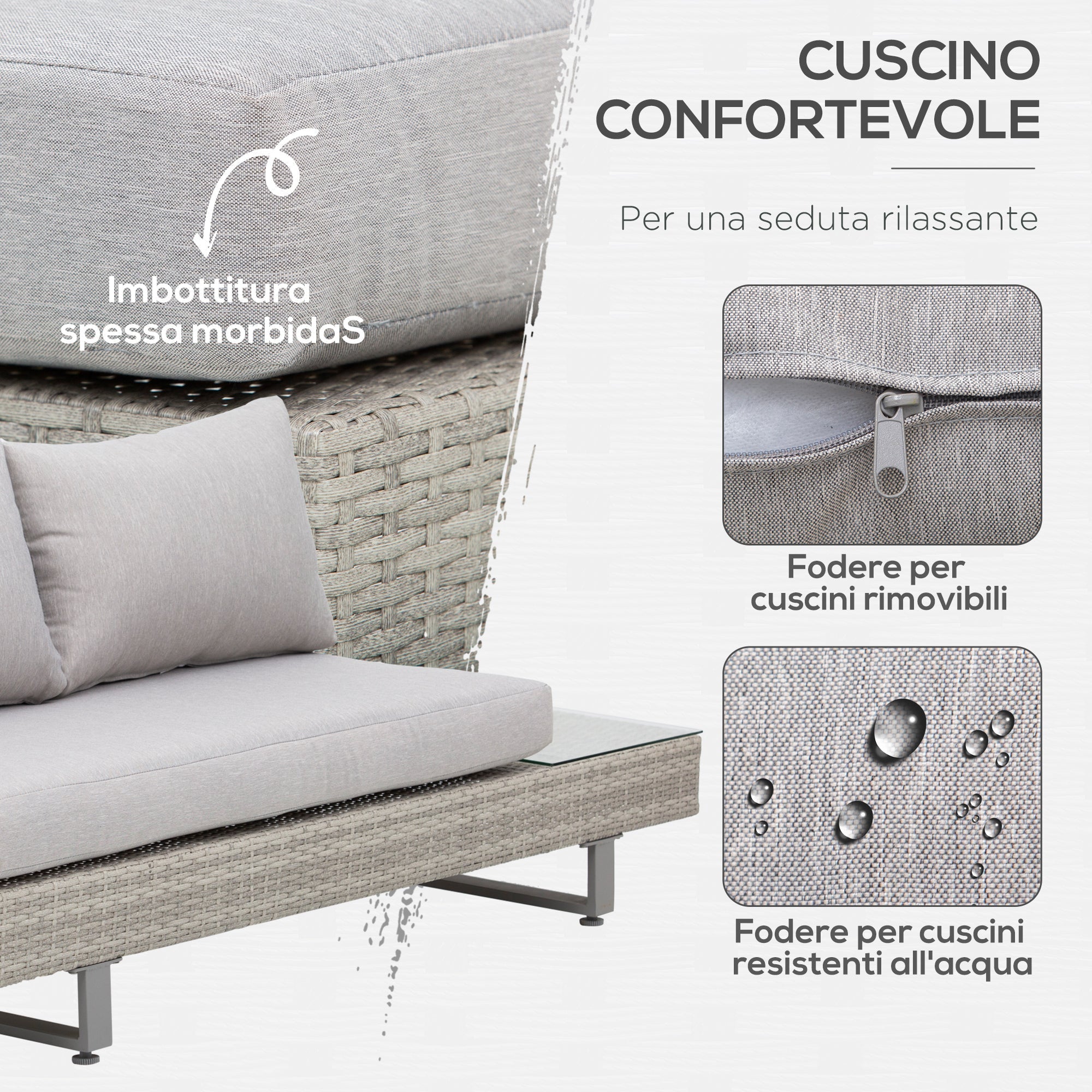 Outdoor Garden Set, Garden Lounge, Outdoor Sofa Set with Garden Table, Grey Rattan Garden Furniture - Borge' Group Limited