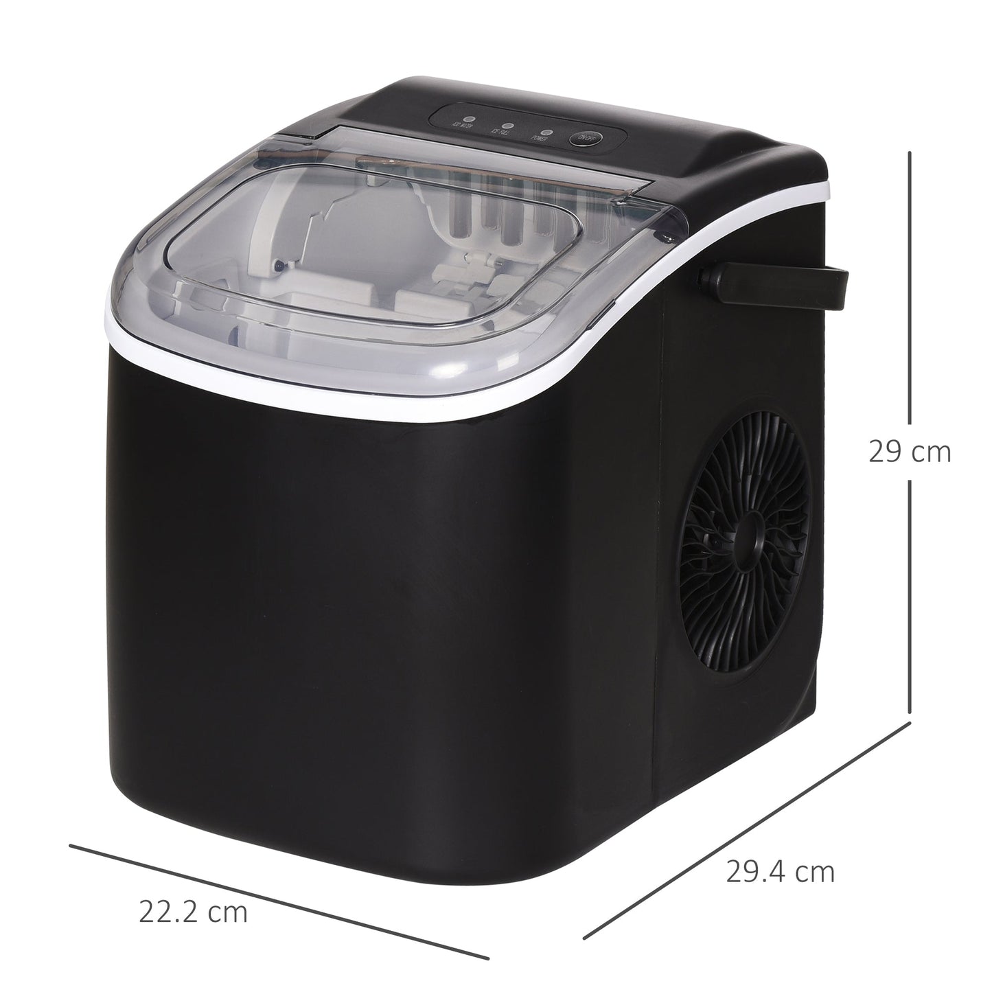 ice machine of 9 cubes in 6-12 minutes with basket and palette included, 23.8x30.5x29 cm, black - Borgè