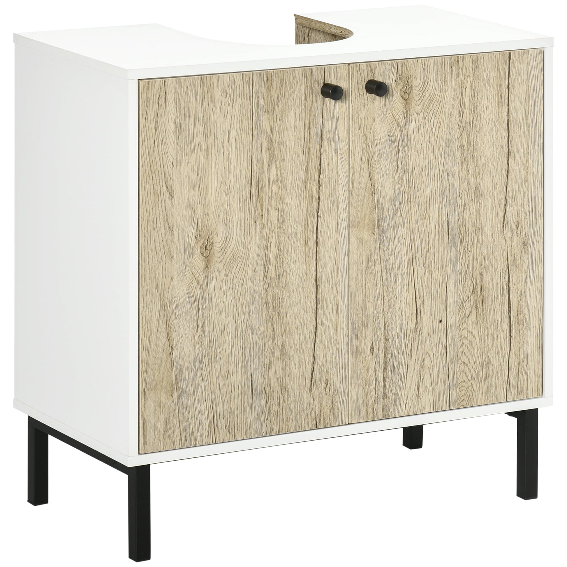 White and Oak Bathroom Sink Vanity | 60x30x60 cm - Borgè