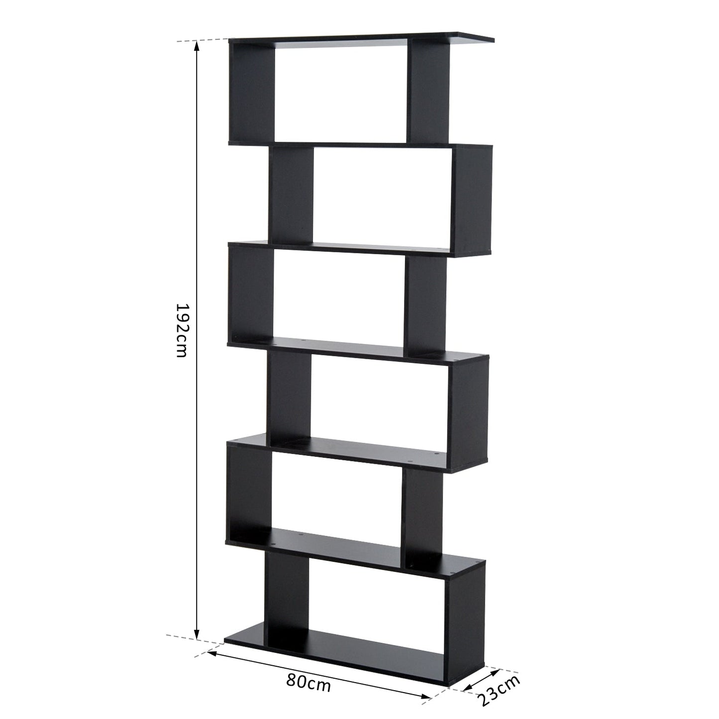 Homonda Library Wood Modern Design with 6 shelves 80 Ã— 23 Ã— 192cm Black - Borgè