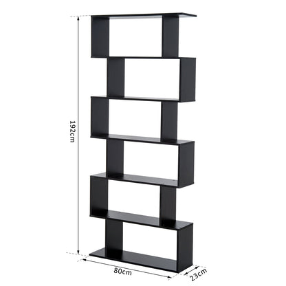 Homonda Library Wood Modern Design with 6 shelves 80 Ã— 23 Ã— 192cm Black - Borgè