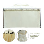 3x4m Steel Garden Gazebo with Double Roof and 4 Side Awnings, Cream - Borge' Group Limited