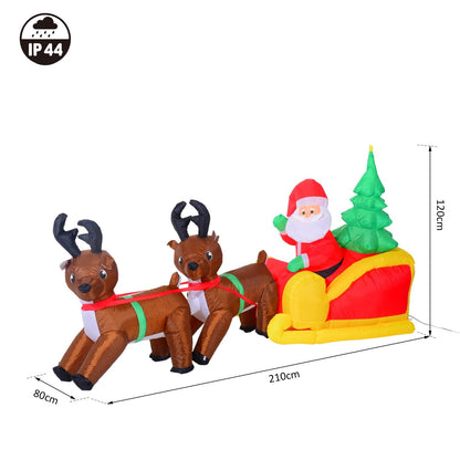 Inflatable Santa Claus with Sled and Reindeers - Borgè