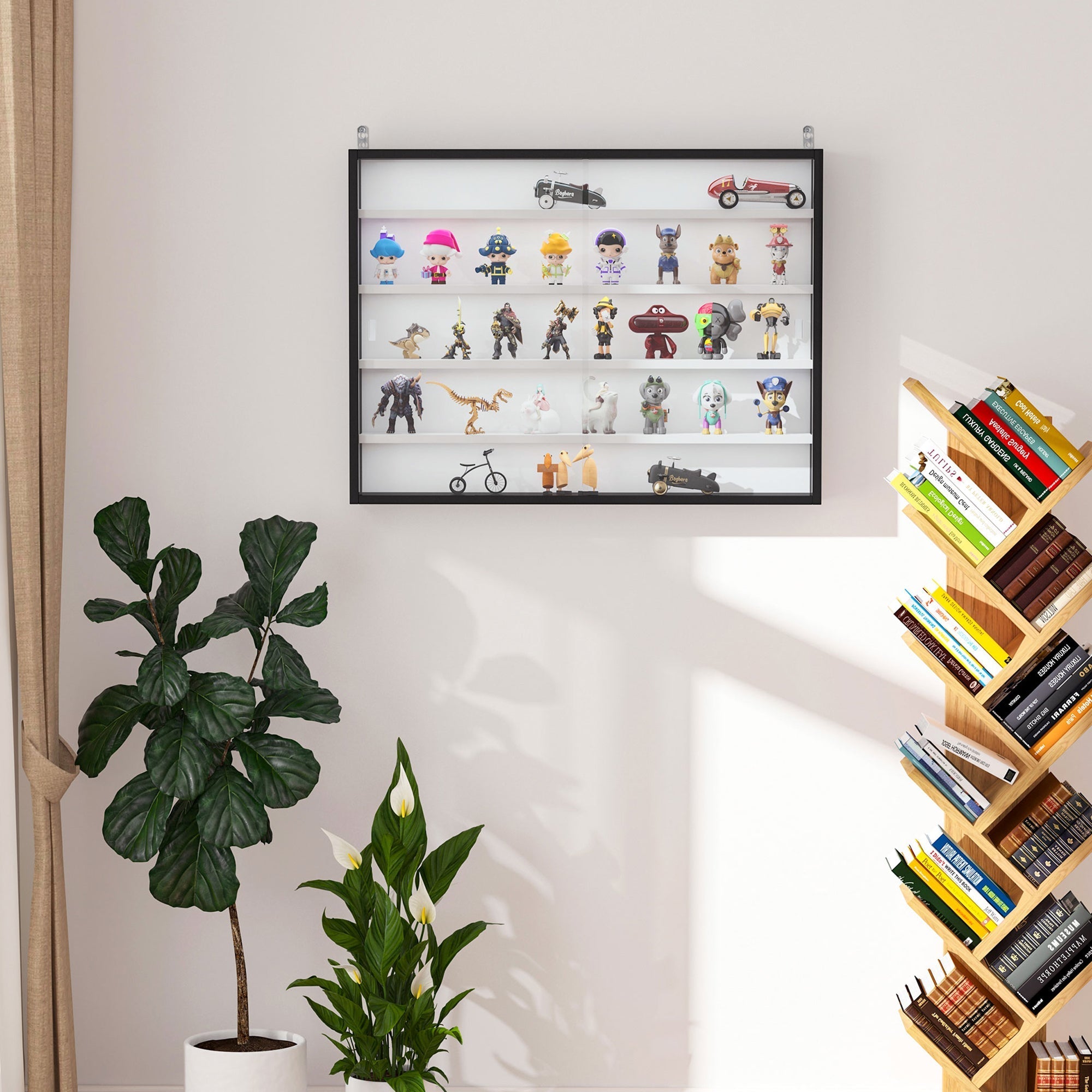 Display Wall Unit with adjustable shelves - Black White - Borgè