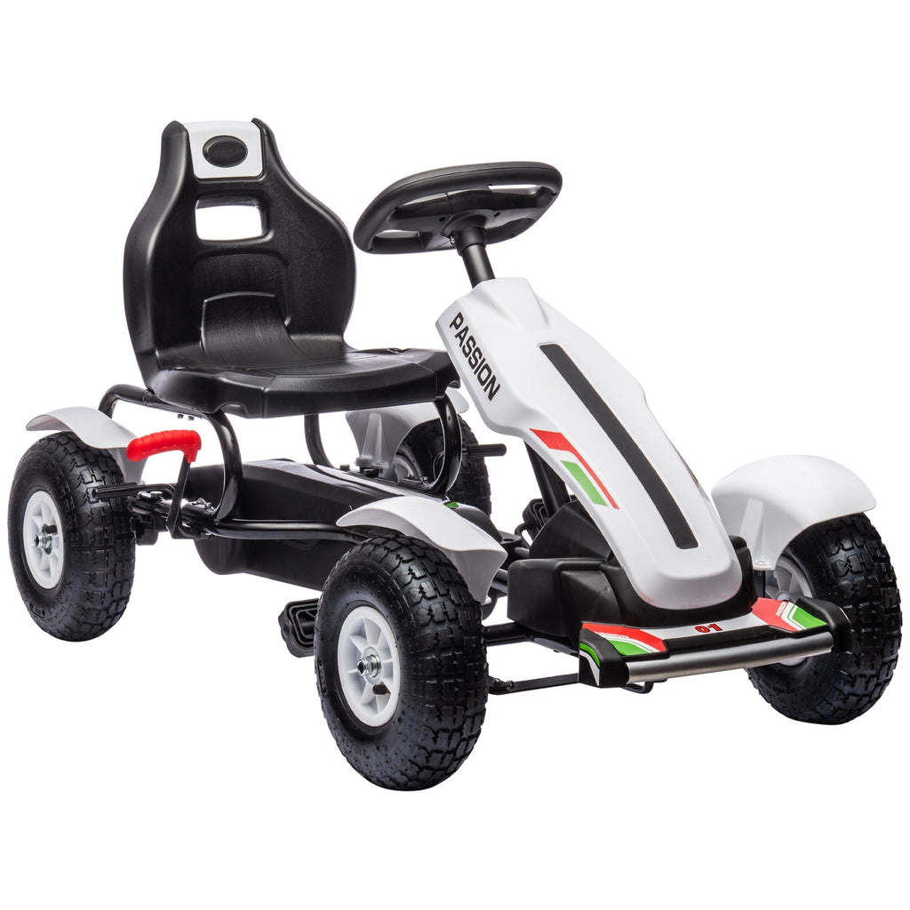 Homcom Go Kart with children for children 5-12 years in plastic and metal with adjustable seat and handbrake, 121x58x61 cm - Borgè