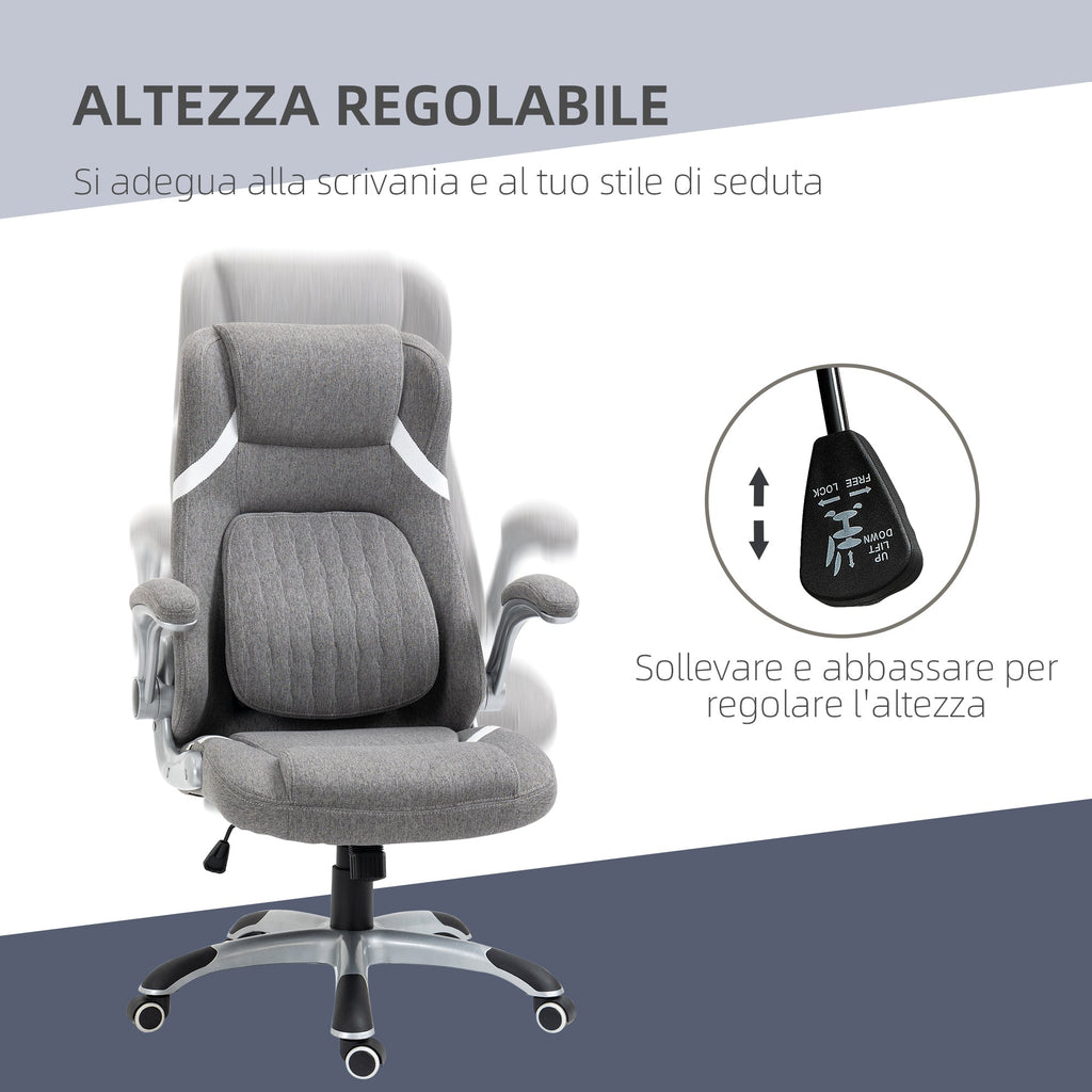 Vicetto office chair reclining in breathable fabric and steel with adjustable height, 68x76x109-117 cm - Borgè