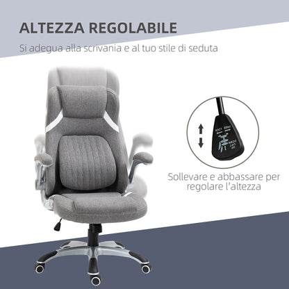 Vicetto office chair reclining in breathable fabric and steel with adjustable height, 68x76x109-117 cm