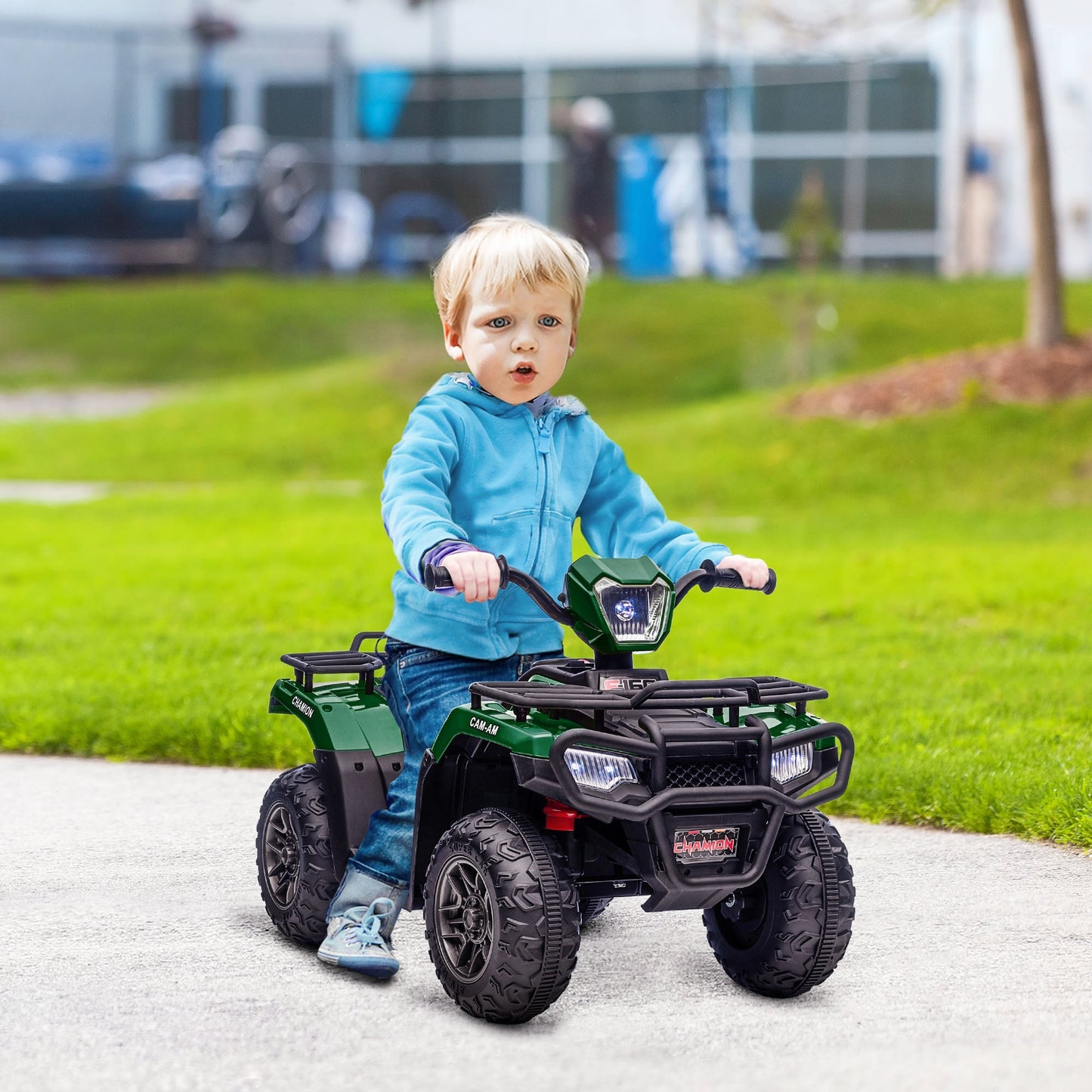 Quad for children 3-6 years with 3 LED lights, max speed 4km/h, 88x45x50cm, green - Borgè