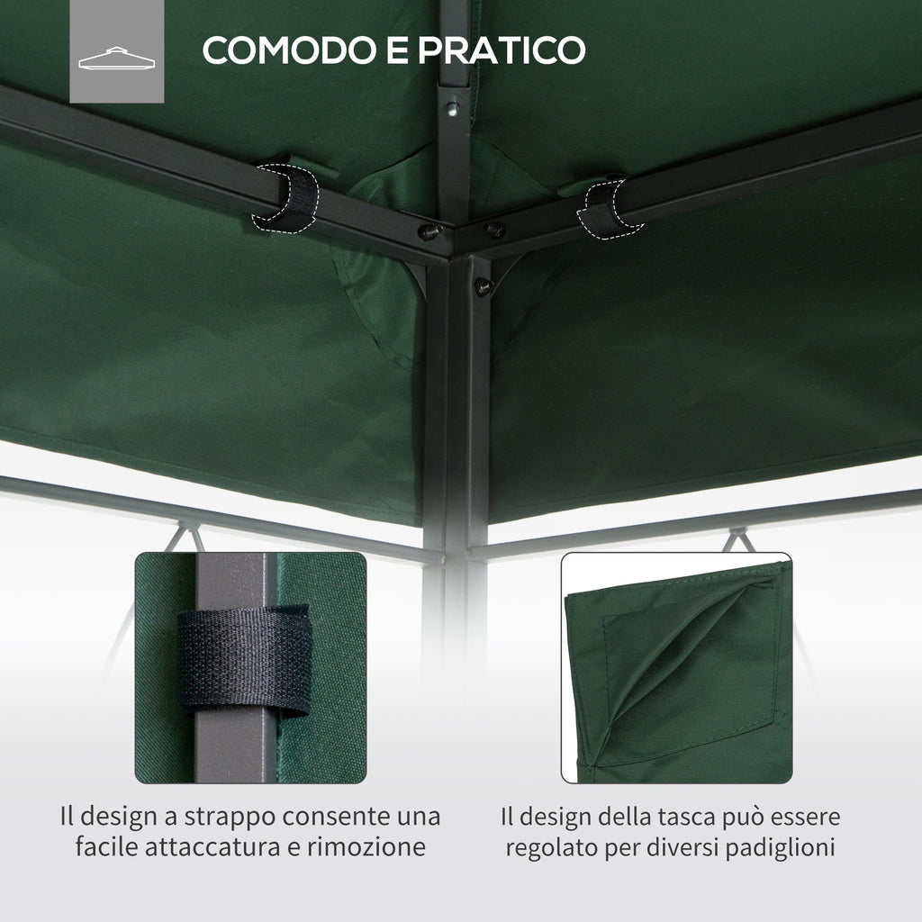 Replacement Roof for 3x3m Garden Gazebo in Polyester, Green - Borge' Group Limited