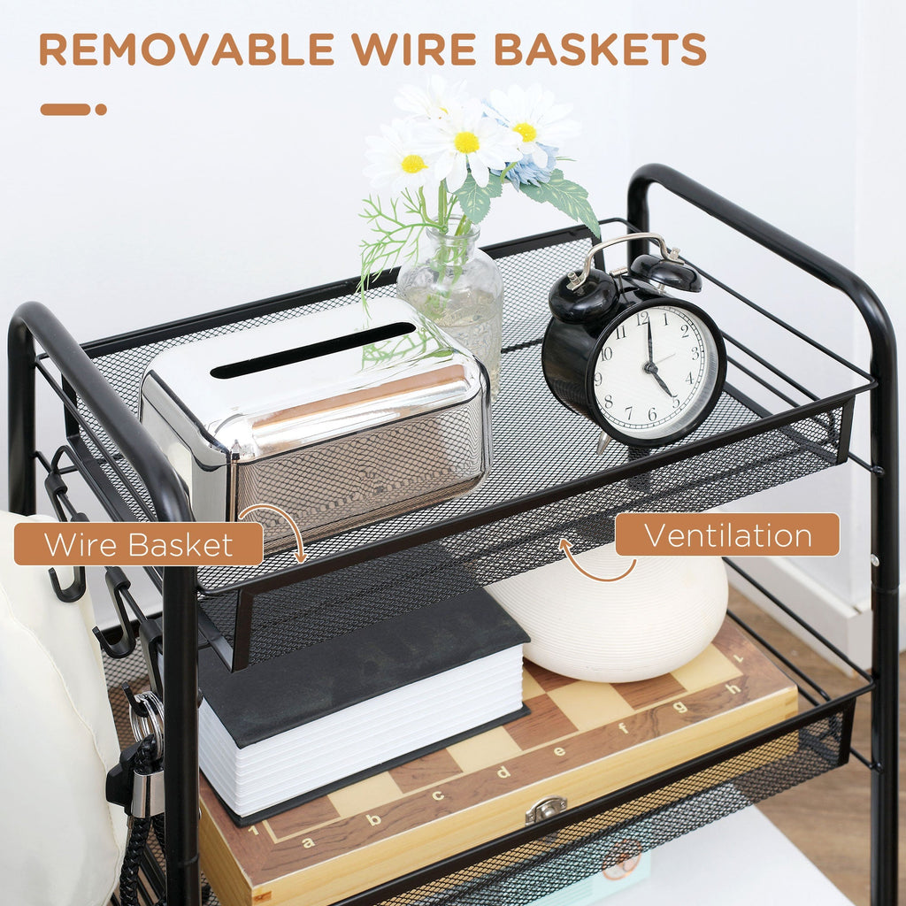 Black 3 -level Trolley ( 41.5LX26.5x63 cm) - Borgè