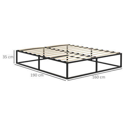 Homcom structure bed with compensated slats and lower container, 190x160x35cm, black and wooden color - Borgè