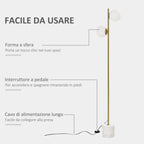 ground lamp with 2 sphere lampshades and pedal switch, 35x35x165cm, gold and white - Borgè