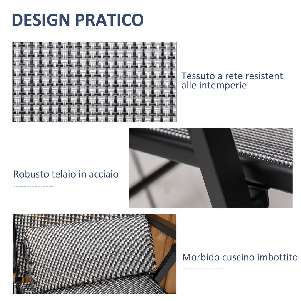 Outsunny Garden Chair Zero Garden Folding Gravity and reclining at 9 levels with lumbar cushion, gray - Borgè