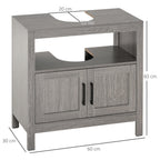 Kleankin Mobile sublavabo with 2 doors and wooden shelves 60x30x60cm, Grey wooden shelves - Borgè