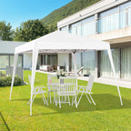 Pop up Foldable Garden Gazebo 2.4x2.4m with Steel Structure and Windproof Ropes, White - Borge' Group Limited
