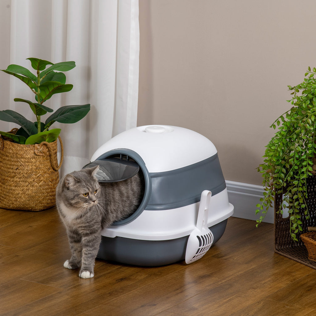 Cat Litter Box with Scoop and Deodorizer, Foldable Design with Handle, 52x41x38 cm - Borge' Group Limited