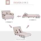 Homcom sofa bed 2 beds 1 square Â½ in steel and fabric with 4 cream cushions - Borgè