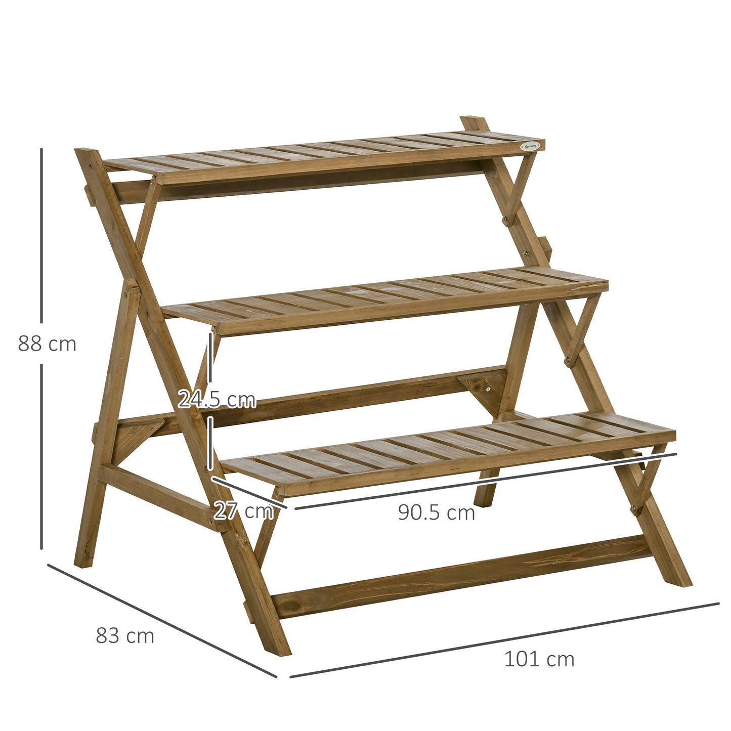 Outsunny 3 -level lenses from internal and outdoor slats with ladders, fir wood, 101x83x88 cm, brown - Borgè