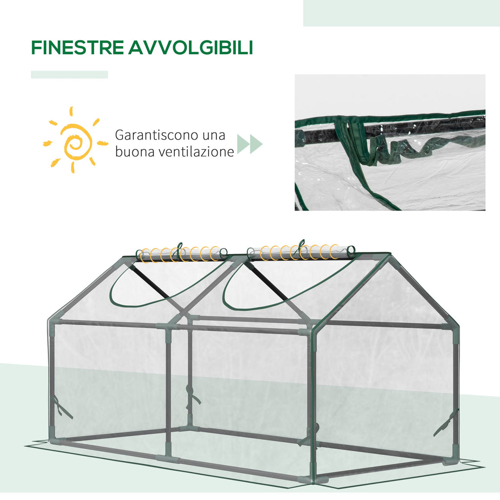 Outsunny mini garden greenhouse with 2 roller shutters and anti-UV PVC coverage, 119x60x60cm, transparent - Borgè