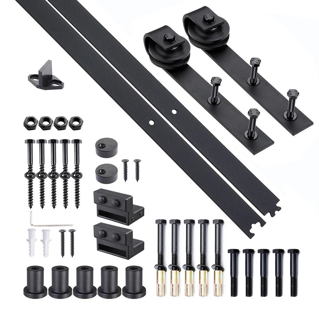 Sliding Doors Assembly Kit with track and carbon steel accessories, 200x4x0.6cm - Borgè