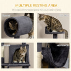 Cat Tree with Cat Scratching Post, Cat House, Hammock, Bed, Tunnel and Ball, 48x48 x125 cm, Dark Grey - Borge' Group Limited