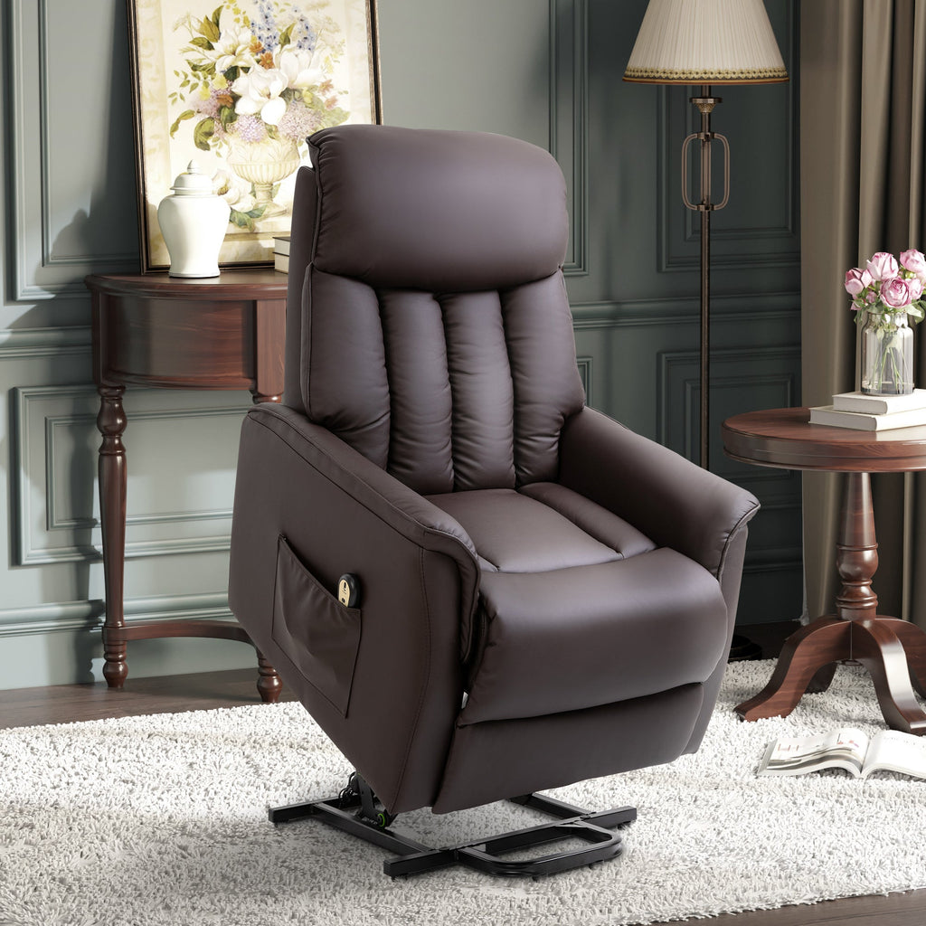 Reclinable Brown Armchair with Lift Assist, Footrest and remote control - Borgè