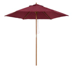 Round Garden Umbrella, Wood and Polyester with Rope Opening, 2.5x2.3 m, Bordeaux - Borge' Group Limited