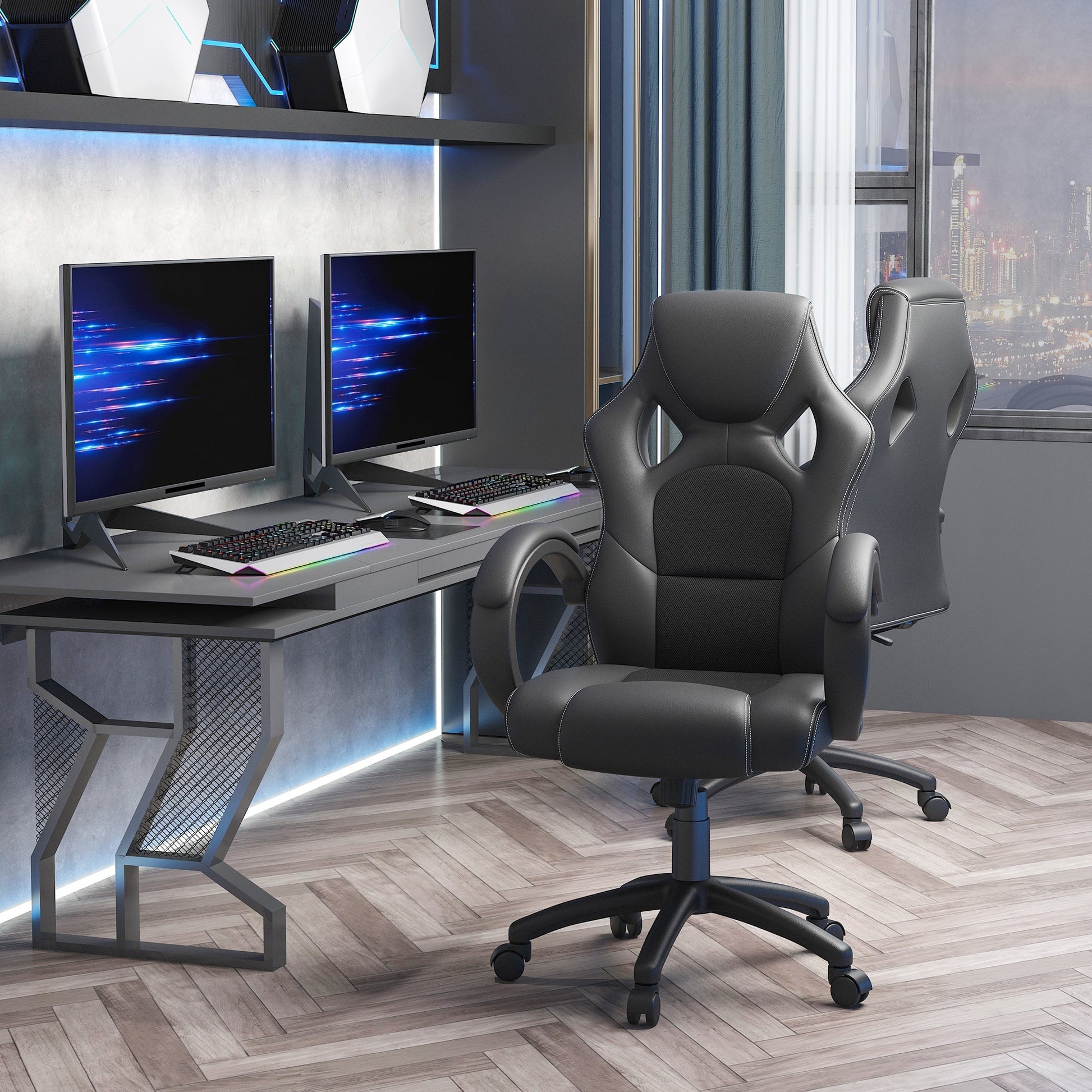 Gaming style office chair, black - Borgè