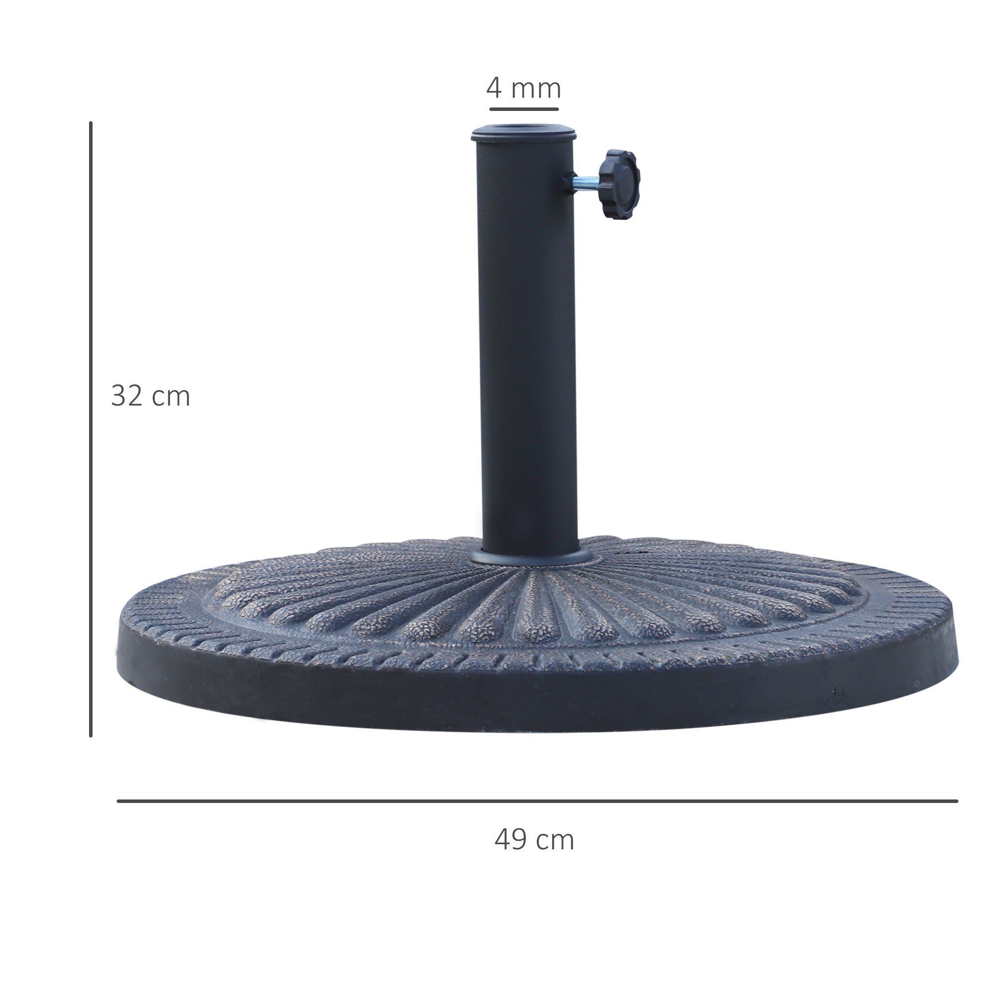 Round Umbrella Base for Ø3.8-4.8cm Poles with Decoration and Knob, Weight 15kg Ø49x32cm - Borge' Group Limited