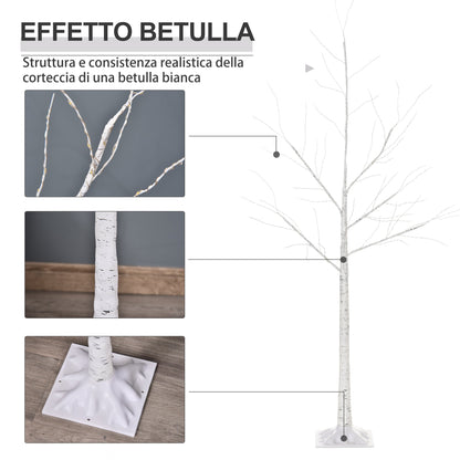 White Christmas tree with LED lights, square base and power cable, steel | 20x20x150 - Borgè