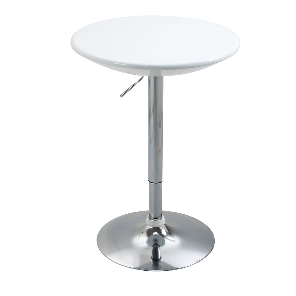 Round bar table with swivel floor, adjustable height with gas leverage and base - white - Borgè