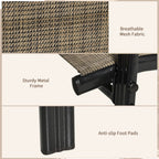 Garden Chairs Set of 4, Stackable Outdoor Chairs in Metal and Breathable Fabric, Brown - Borge' Group Limited