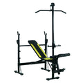 Multifunction bench fitness station with adjustable backrest on 3 levels support legs and upper bar - black - Borgè