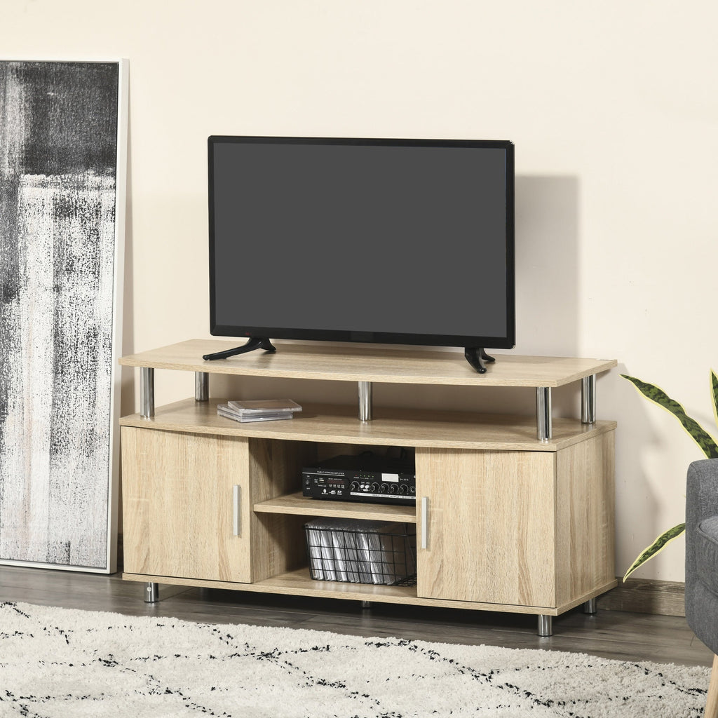 Modern TV Mobile with 2 shelves, Passacavi holes and 2 cabinets in MDF 105x40x55cm - oak - Borgè