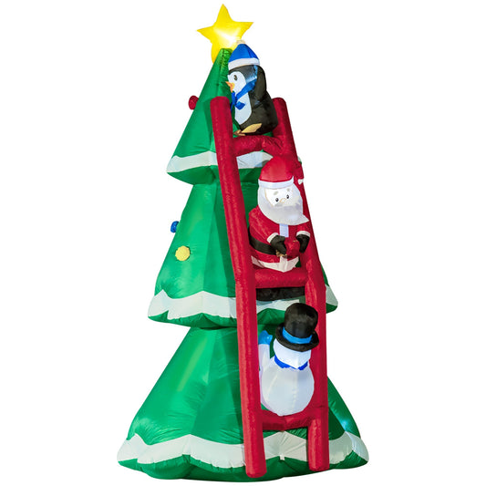 Outsunny inflatable christmas tree with Santa Claus and LED lights, inflatrator included, 162x125x247cm - Borgè