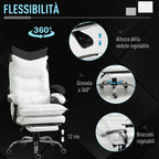 White -like office armchair winner, adjustable height with reclining backrest 155 ° and footrests - Borgè