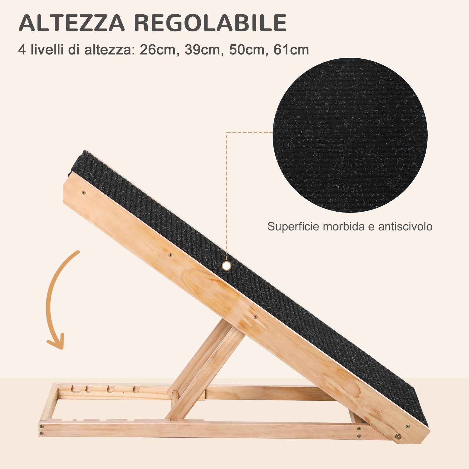 Pawhut ramp for dogs and cats up to 75kg folding non -slip and adjustable folding - Borgè